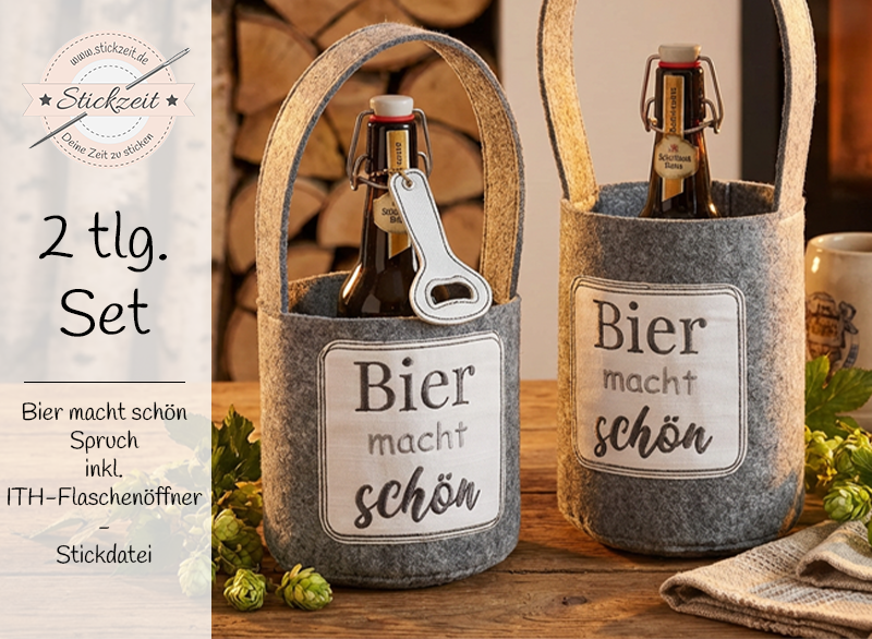 Bier macht schön Spruch Vatertag - Stickdatei